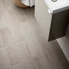 COLOURS Arrezo Grey Matt Wood Effect Porcelain Tile Sample