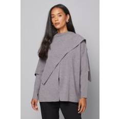 Grey Capes & Ponchos Wallis Womens Grey Scarf Detail Knitted Cape