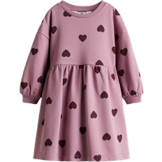 H&M Oversized Sweatshirt Dress - Dusty Pink/Hearts (0984595026)