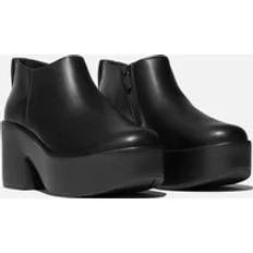 Fitflop Women Ankle Boots Fitflop Platfforms Heeled Short Leather Women's Black