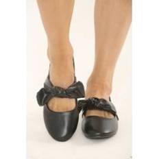 Girls Ballerinas Children's Shoes Where's That From Jessa Girl's School Bow Strap Ballerina Shoes - Black
