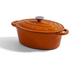 Orrefors Jernverk Cast Iron Oval Orange med lock 3.5 L