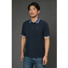 Natural Polo Shirts Tom's of Maine Tipped Pique Polo Shirt - Navy