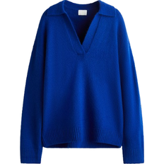 H&M Fine Knit Collared Sweater - Bright Blue