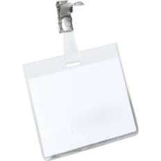 Durable Clip Name Tag ID Badge Card Holders + Inserts 25pcs Transparent