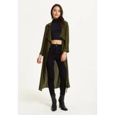 Beige Coats Liquorish Waterfall Duster Coat - Khaki