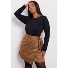 Polyester - Women Skirts Yours Faux Suede Wrap Mini Skirt - Light Brown