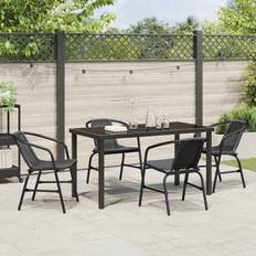 5 Piece Garden Black Poly Rattan