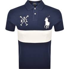 Natur Pikétröjor Polo Ralph Lauren Custom Slim Block Stripe Newport - Marinblå