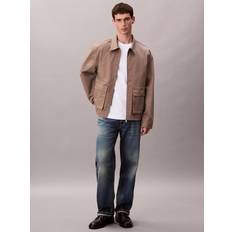 Calvin Klein Men Jackets Calvin Klein Cotton Zip-Through Utility Jacket Taupe Tone