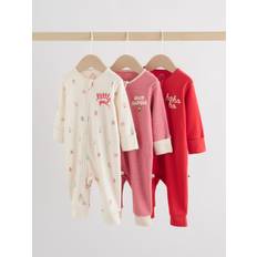 Rød Pyjamasser NEXT Nattøj Ecru Aqua Brun Rød 3 Pakke