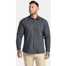 Long Sleeve Brushed Two Tone Bold Herringbone Shirt - Charcoal