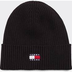 Cotton - Men Beanies Tommy Jeans Flag Beanie Hat - Black