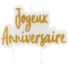 Gold Glitter Happy Birthday Candle Stick 8 x 5 cm