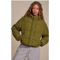 Puffer jacket green PrettyLittleThing Cropped Drawstring Puffer Jacket - Green