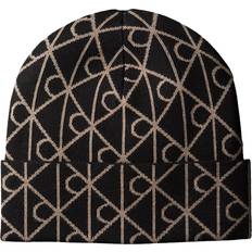 Calvin Klein Sort Huer Calvin Klein Emblem Logo Beanie - Beige/Sort