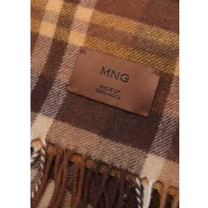 Mango Dame Halstørklæde & Sjal Mango Woollen Check Scarf Chocolate - Woman