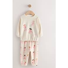 Polyester Pyjamasser Børnetøj NEXT Ecru Pink Ballerina Cosy Fleece Pyjamas 9mths-10yrs