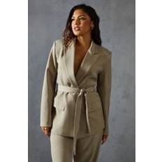 Beige - Women Blazers Misspap Womens Tailored Tie Belt - Beige