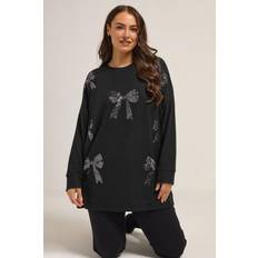 Sequins Tops Yours Curve Black Bow Sequin Jumper - Black