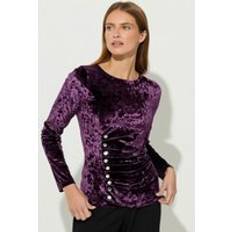 Purple Blouses Star Purple Velvet Button Detail Top - Purple