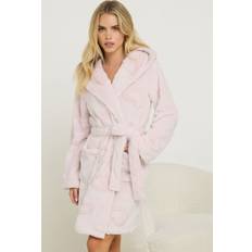 Pink - Women Robes PixieGirl Petite Pink Heart Embossed Short Dressing Gown - Pink