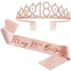 Birthdays Sashes Shein 2pcs Rose Gold Birthday Queen Sash With Pin