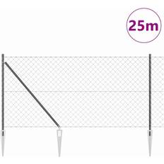 vidaXL Kedjestängsel Med Stolpar Grå 1 x 25 M Stål