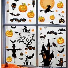 Shein Pumpkin Spider Bats Shop Window Clings