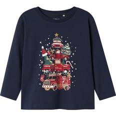 Bluser & Tunikaer Børnetøj Name It Organic NMMRejulli Bluse Navy 2 År