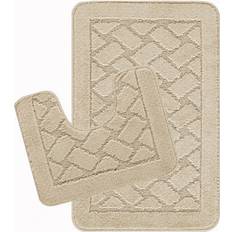 Beige Bath Mats Livabliss 2-Piece Machine Washable Non-Slip Light Bathroom Rug Set Beige