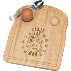 Wood Egg Cups Gift Base Crazy Rat Man Stars Breakfast Dippy Board Egg Cup