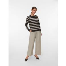 Dame - Stribede Sweatere Vero Moda Pullover VMDoffy Choko Brun-Meleret