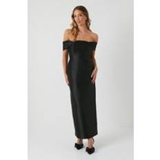 Honoured Twill Bardot Column Midi Bridesmaid Dress - Black