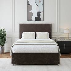 Charcoal Chenille 2 Drawer Divan Base And Plain Headboard