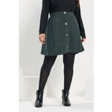 Polyester - Women Skirts Yours Curve Green Check Button Front Mini Skirt - Green