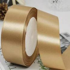 Shein Champagne Gold Polyester Ribbon Satin 2.5cm 25 Yards