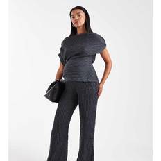 Maternity Textured Jersey Wide Leg Trouser Co-ord - Asphalt Grey