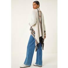 Polyester Capes & Ponchos Roman Fluffy Fringe Poncho - Ivory