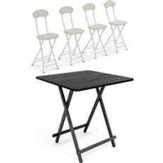 Folding dining table and chairs Living and Home Folding Table Chairs Dining Set 5pcs