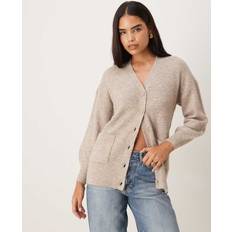 Oversized Trøjer Vila Oversized Cardigan Meleret Beige Ribstrik - Brun