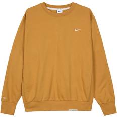 Nike Orange Jumpers Nike Embroidered Logo Sport Crew Neck Pullover Sweatshirt Men Tops - Orange