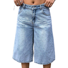 Capris Trousers Children's Clothing Shein Y2K Spring Summer Cropped Long Shorts - Light Wash