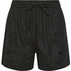 LTS Embroidered Hemline Shorts - Black