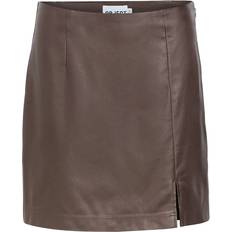Bruna - Skinn Kjolar Object Objmelba MW Mini Skirt DIV Dam Korta Kjolar - Seal Brown