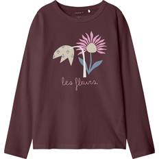 Name It Rød Bluser & Tunikaer Name It Bluser T-Shirts Nmfoslina - Beige/Opal Pink/Mørkerød
