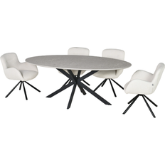 Oval Dining Tables Wilko Blaine Stone/Black Dining Table