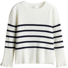 H&M Rib Knit Jumper - Natural White/Striped (1196719015)