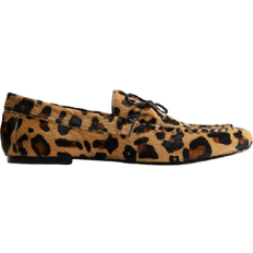 H&M Dam Loafers Läder - Beige/Leopardmönstrad
