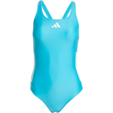 Adidas Polyester Swimsuits adidas Women's Swimming 3 Stripes C Back Swimsuit - Lucid Cyan/White